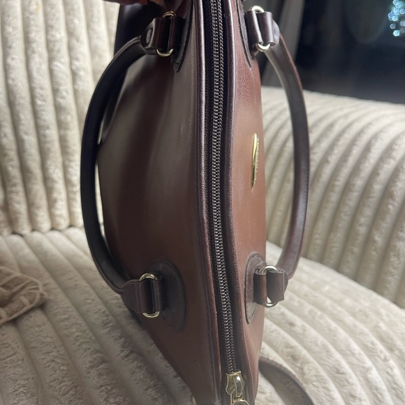 Liz Claiborne Brown Leather Dome Satchel Shoulder Bag - Picture 7 of 9